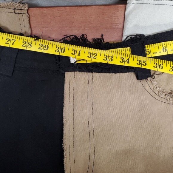 Shein Patchwork Stringy Pants Jeans in Black, White and Tan Size L - Picture 8 of 9